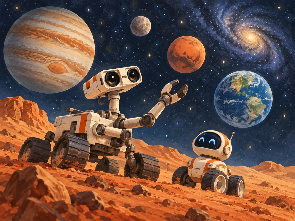 Illustration de Les robots de l’espace