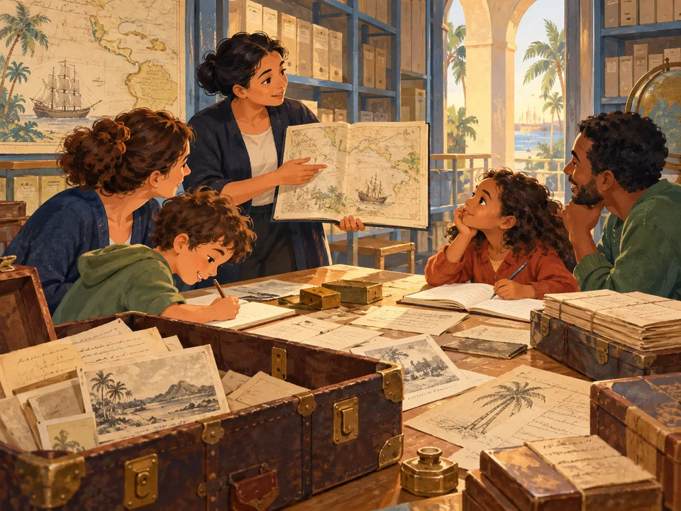 Illustration de Des valises de papiers – Atelier d’écriture en famille